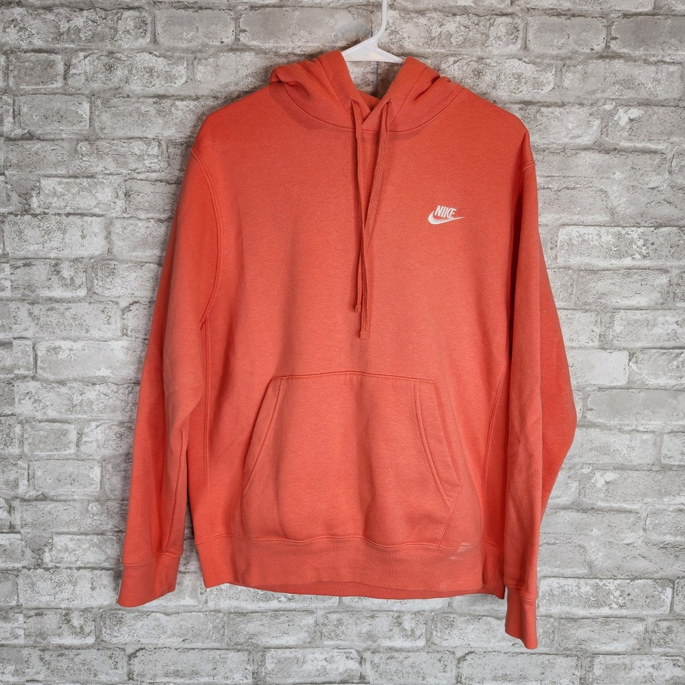 Nike Hoodie‎ Orange Embroidered Swoosh Logo Pullover Athletic Medium